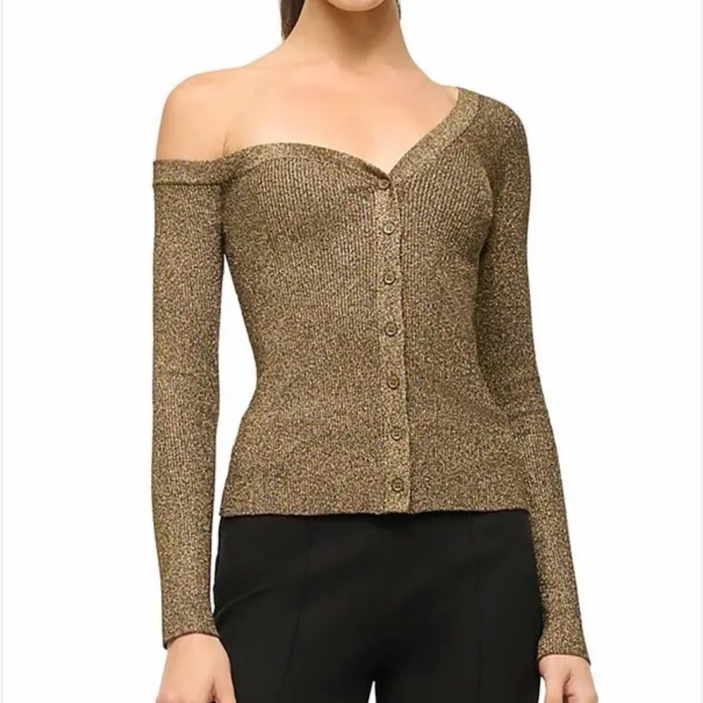 STAUD 
Craftsman Sweater Gold Metallic NWOT $255 Retail